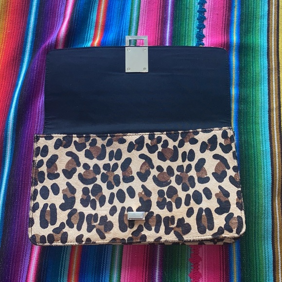 Express Vintage Oversized Leopard Print Pony Hair Clutch Purse - Picture 6 of 7